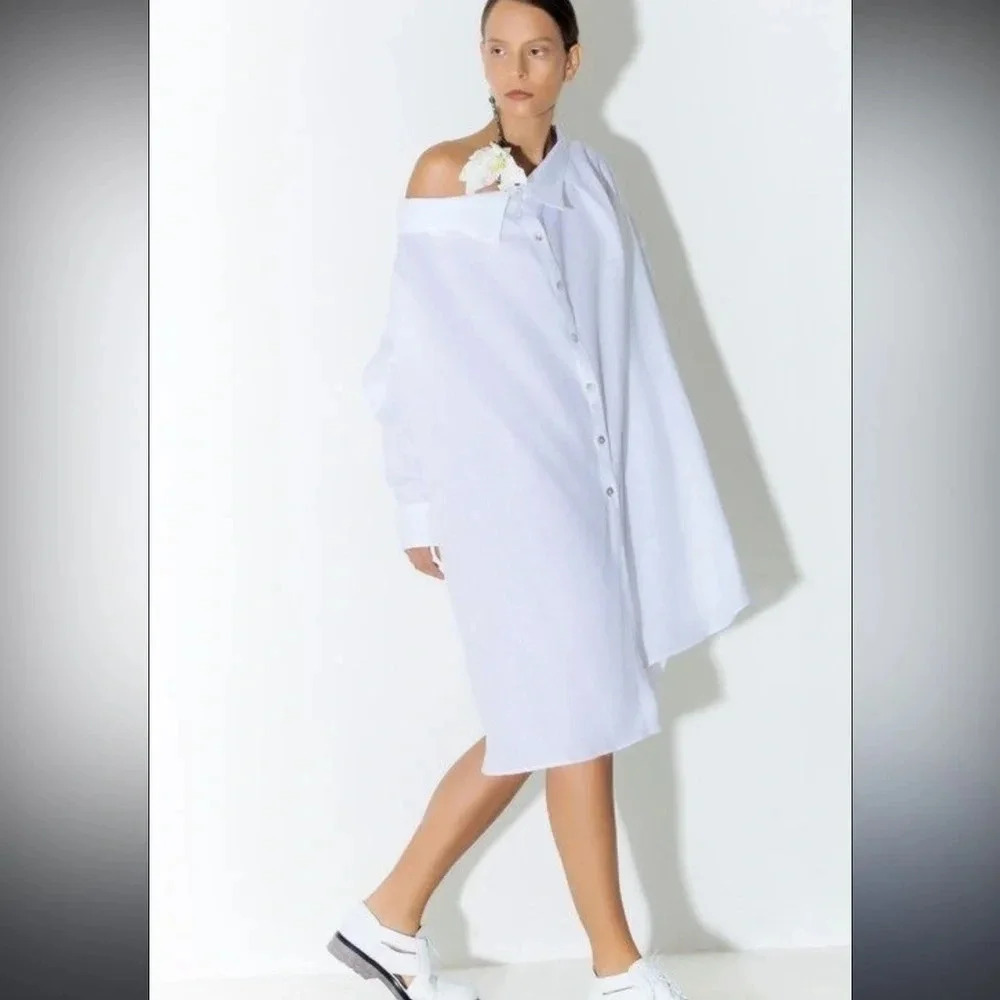 BALOSSSA Shirt Dress Women’s 8 Off the Shoulder in BLACK